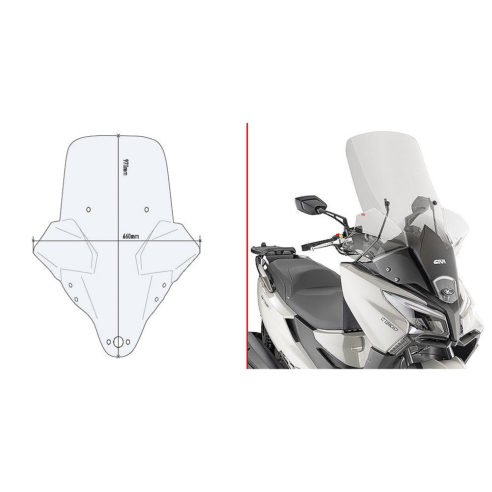 Vizir providni povišeni GIVI KYMCO X-Town 125-300 City (20-25) 6115DT
