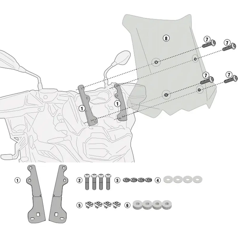 Ojačanje / nosač za vizir BMW F 750 / 800 GS (18-23) KAPPA