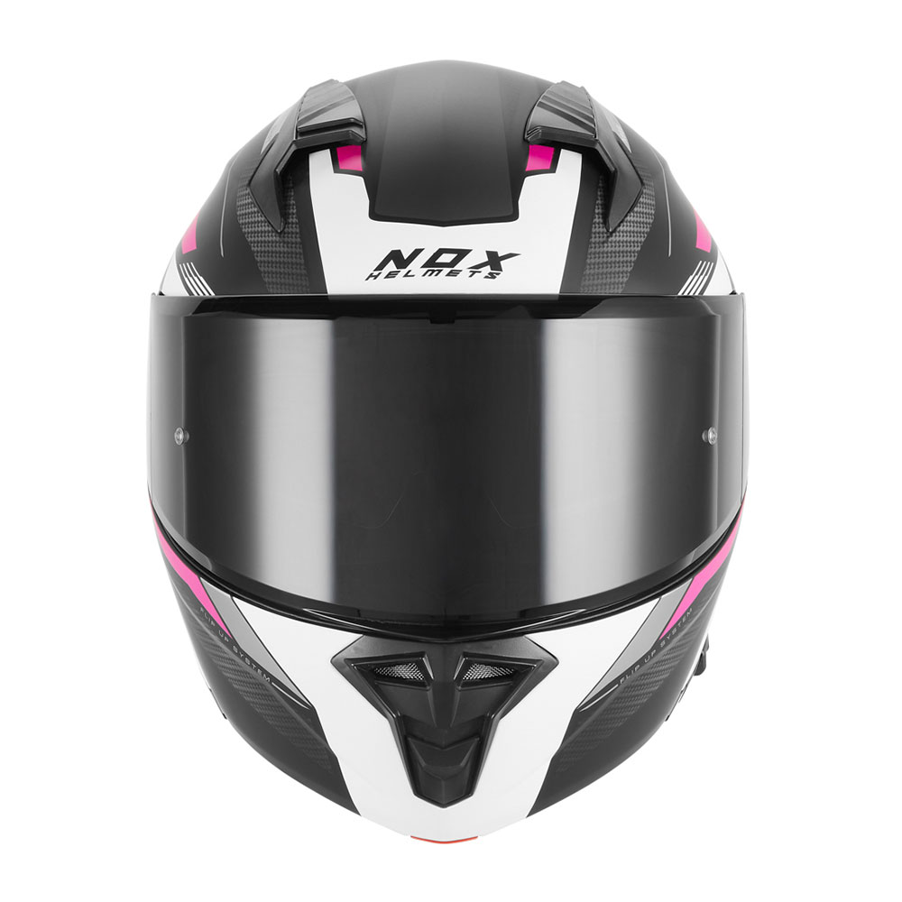 Kaciga NOX Flip Up N968 SHIFT sa naočarima mat crno belo roza S