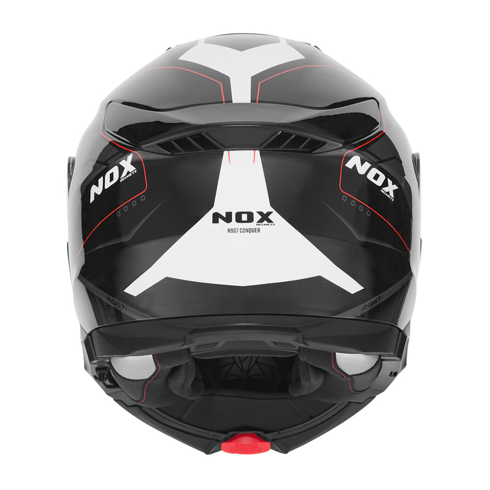 Kaciga NOX Flip Up N967 CONQUER sa naočarima crno belo crvena L