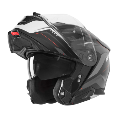 Kaciga NOX Flip Up N967 CONQUER sa naočarima crno belo crvena 2XL