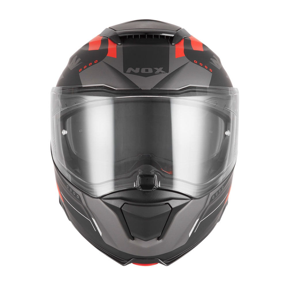 Kaciga NOX Flip Up N967 CONQUER sa naočarima mat crno crvena