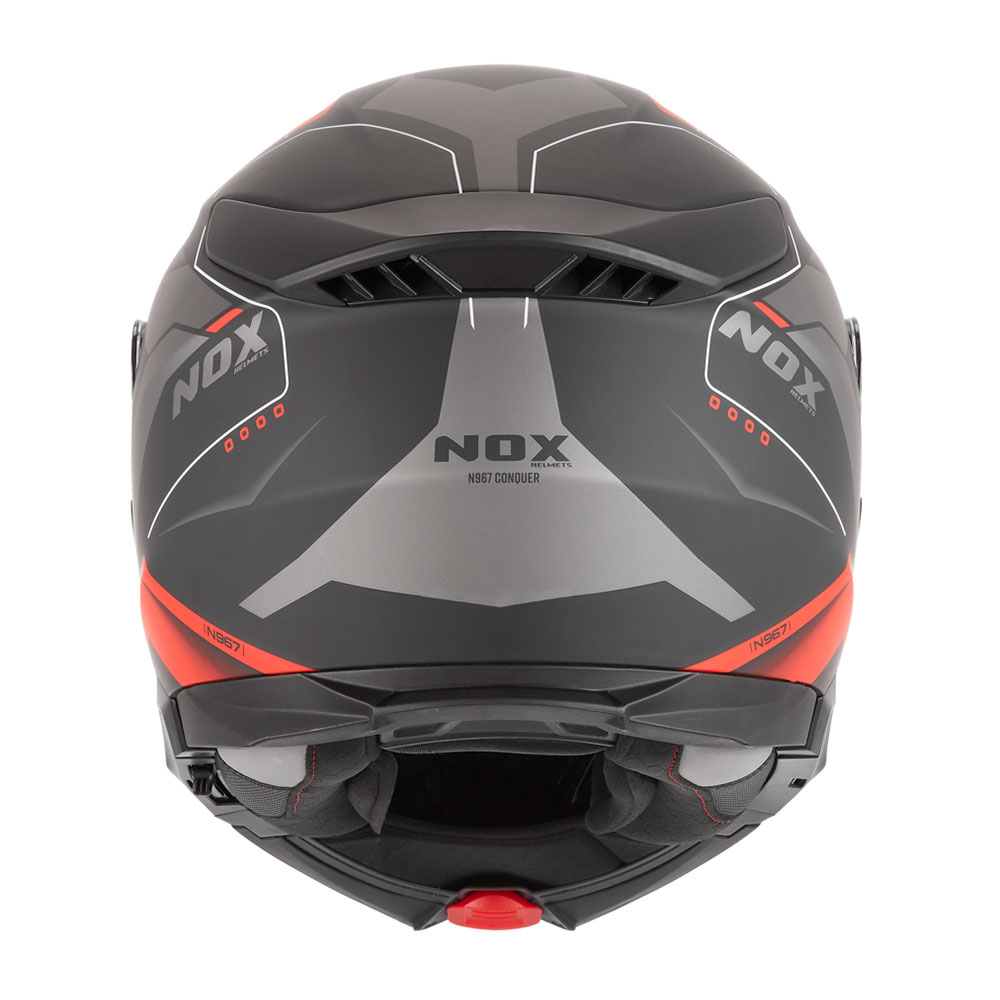 Kaciga NOX Flip Up N967 CONQUER sa naočarima mat crno crvena XL