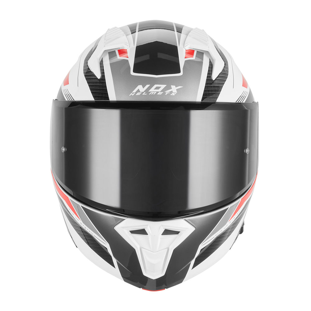 Kaciga NOX Flip Up N968 SHIFT sa naočarima belo crvena L