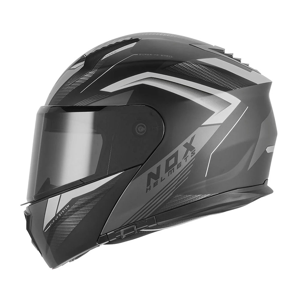 Kaciga NOX Flip Up N968 SHIFT sa naočarima mat crno srebrna XL