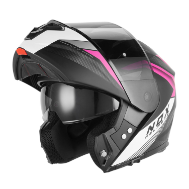 Kaciga NOX Flip Up N968 SHIFT sa naočarima mat crno belo roza