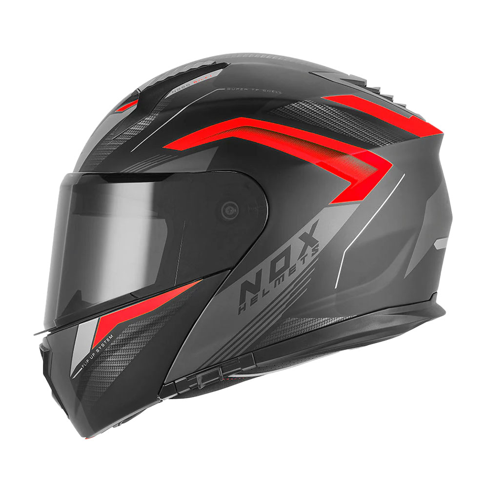 Kaciga NOX Flip Up N968 SHIFT sa naočarima mat crno crvena 2XL