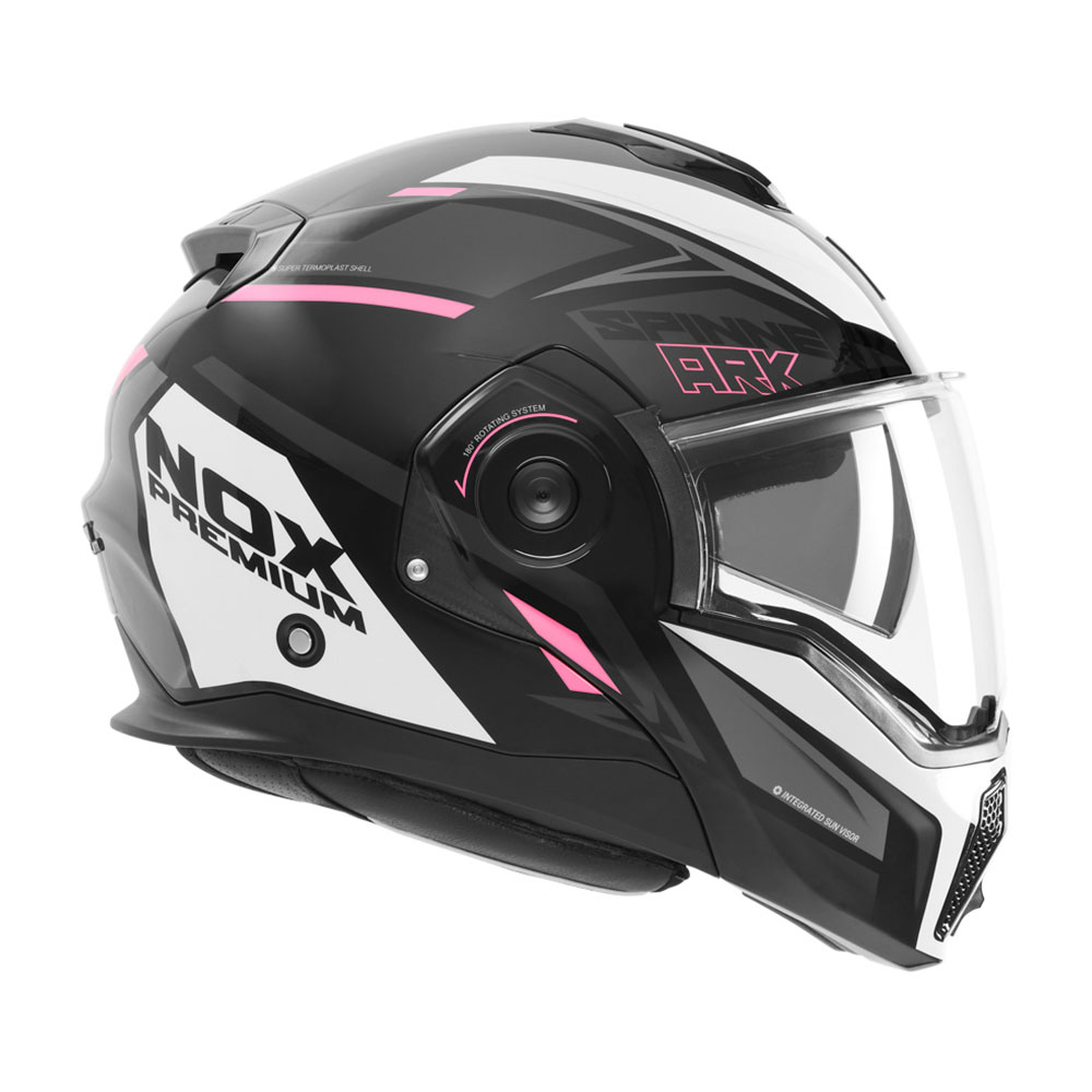 Kaciga NOX PREMIUM SPINNER ARK Flip Up sa naočarima rozo bela L