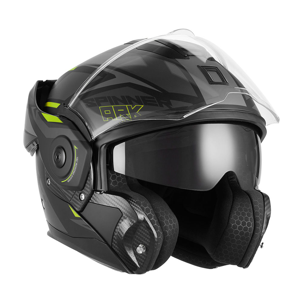 Kaciga NOX PREMIUM SPINNER ARK Flip Up sa naočarima žuto mat crna