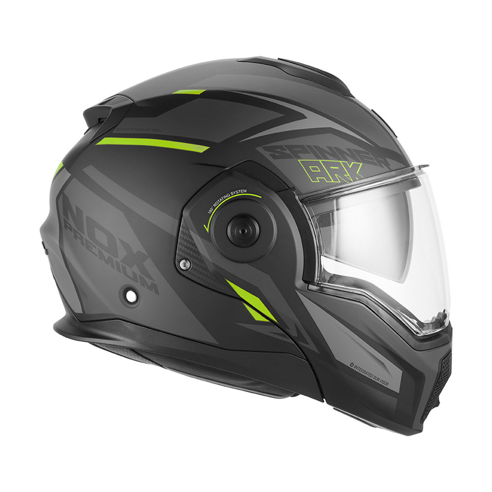 Kaciga NOX PREMIUM SPINNER ARK Flip Up sa naočarima žuto mat crna XL