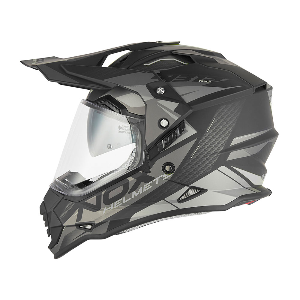 Kaciga NOX Enduro sa vizirom N312 TRACK mat crno srebrna M