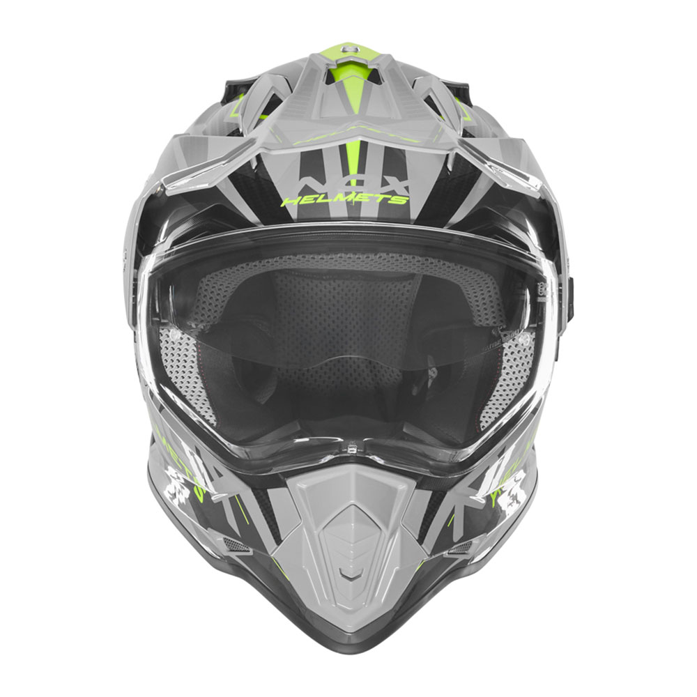 Kaciga NOX Enduro sa vizirom N312 TRACK žuto nardo siva M