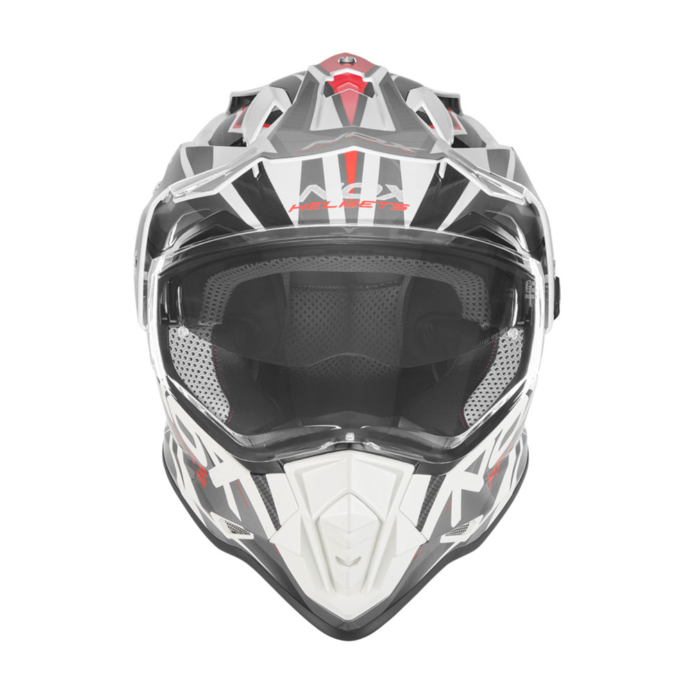 Kaciga NOX Enduro sa vizirom N312 TRACK crveno bela