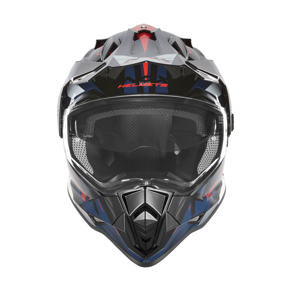 Kaciga NOX Enduro sa vizirom N312 TRACK crveno plava 2XL