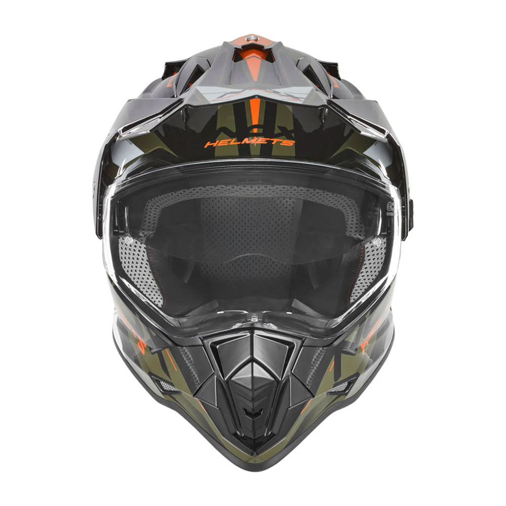 Kaciga NOX Enduro sa vizirom N312 TRACK KHAKI narandžasta XL