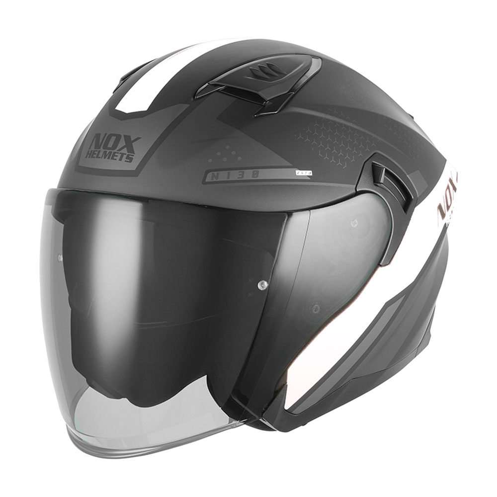 Kaciga NOX Jet N130 EKTO belo mat crna M