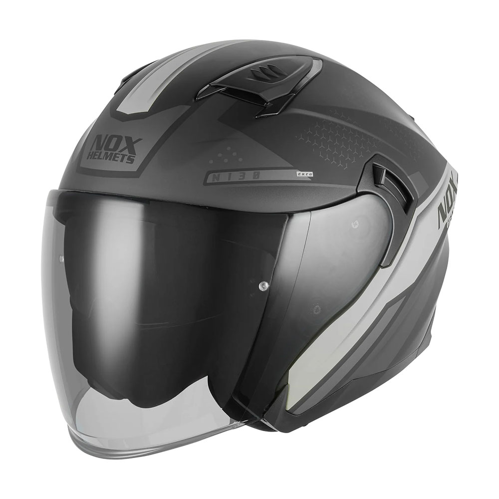 Kaciga NOX Jet N130 EKTO mat crno srebrna