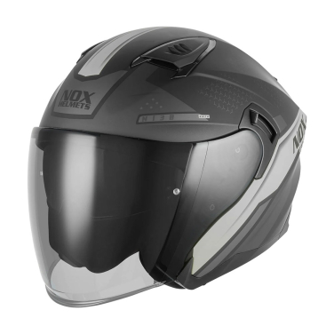 Kaciga NOX Jet N130 EKTO mat crno srebrna L