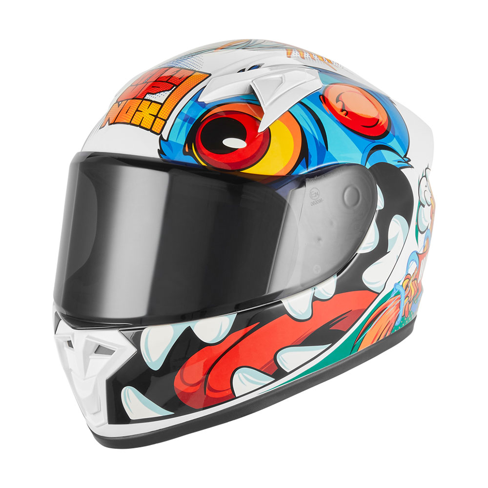 Kaciga NOX Full Face N731 SCRAPPY sjajno bela dečija M