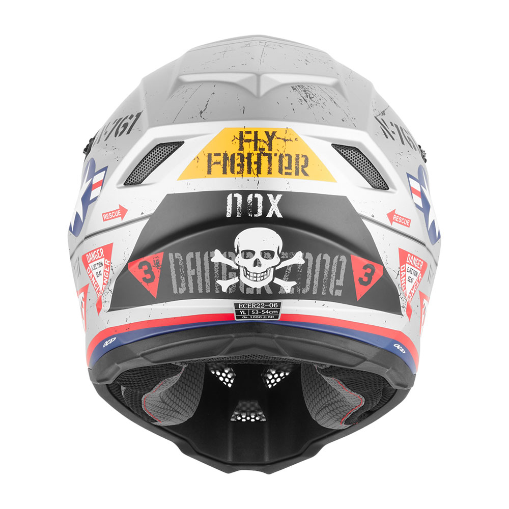 Kaciga NOX Cross N761 FIGHTER mat srebrna dečija L