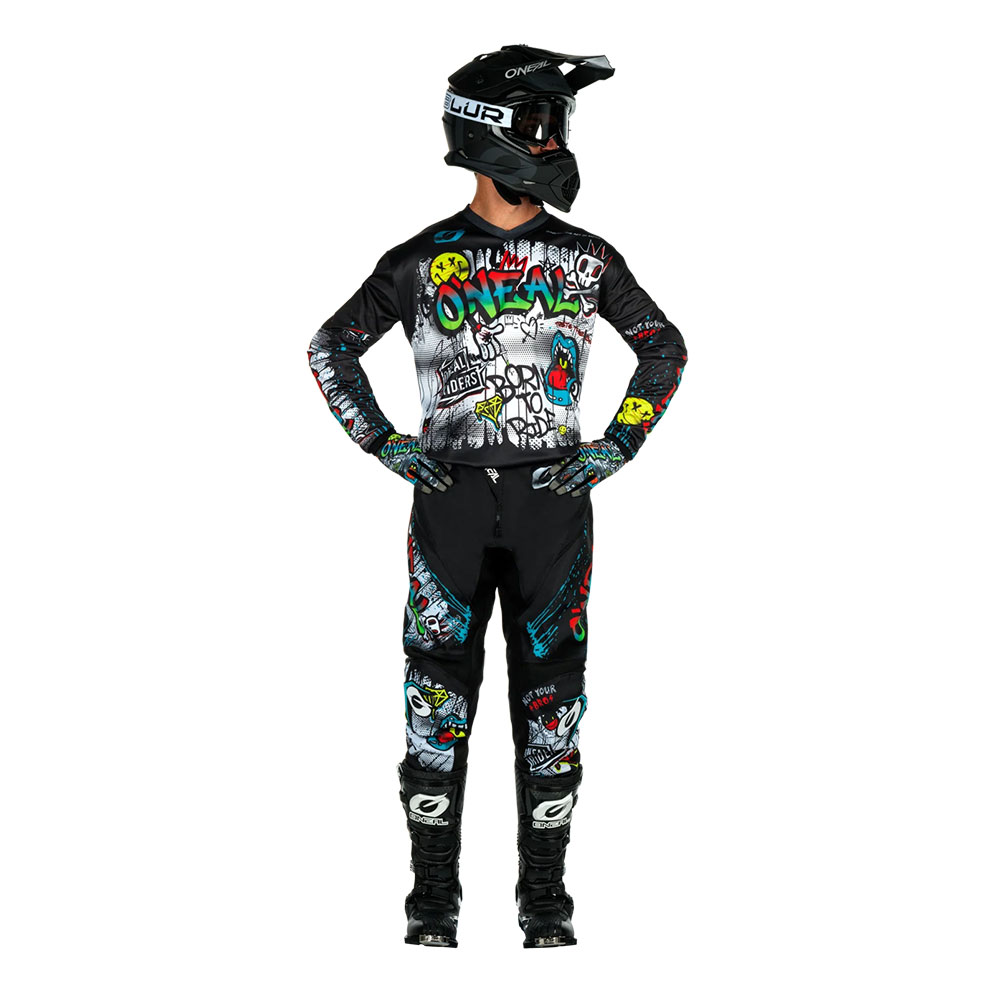 Pantalone Motocross O NEAL ELEMENT RANCID crno žute dečije 152/164