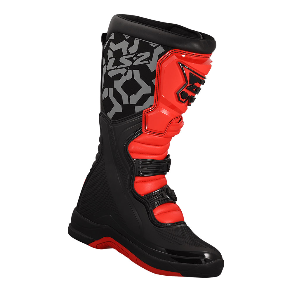 Motocross čizme LS2 RAPTOR muške crno crvene 44