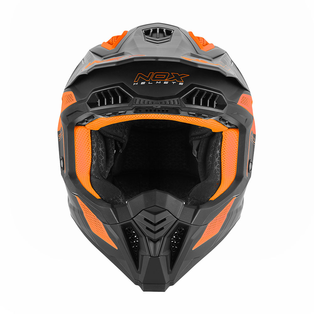 Kaciga NOX Cross N634 STORM narandžasto mat crna XL