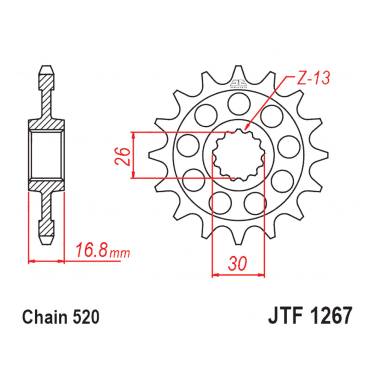 Lančanik prednji JT JTF1267-16 (520) 16 zuba