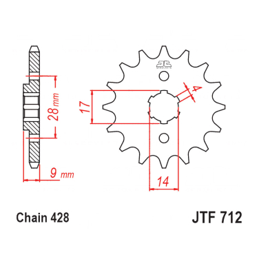 Lančanik prednji JT JTF712-13 (428) 13 zuba