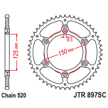 Lančanik zadnji JT JTR897-42 SC (520) 42 zuba