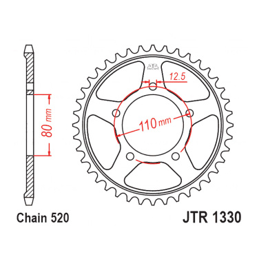 Lančanik zadnji JT JTR1330-45ZBK (520) 45 zuba