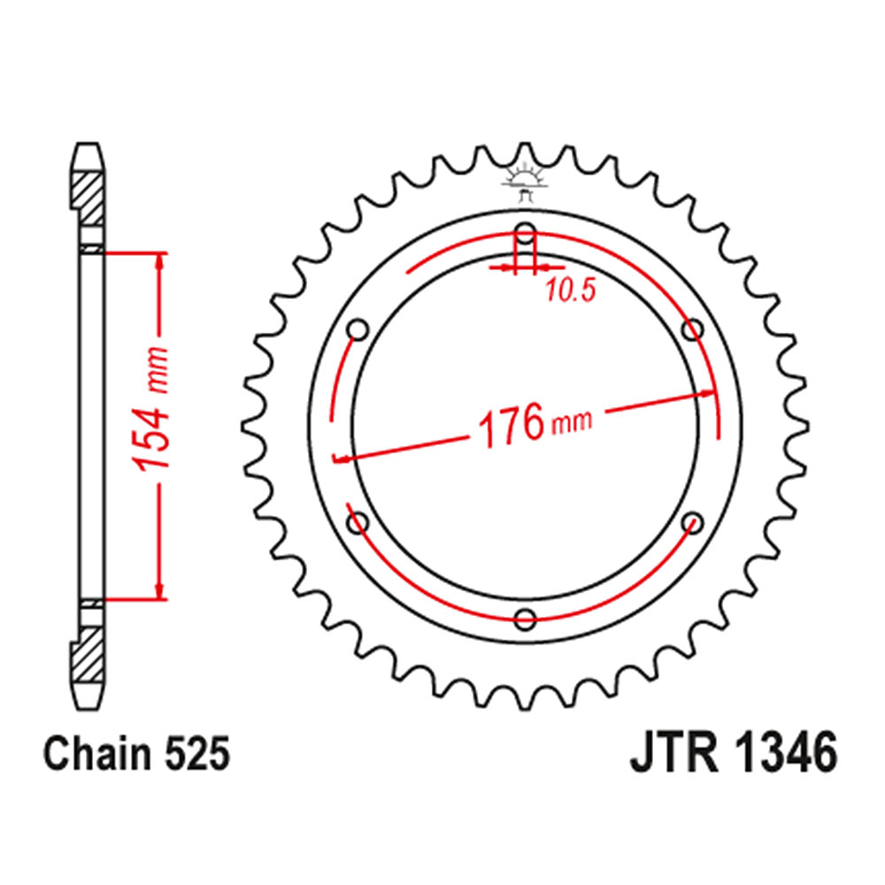 Lančanik zadnji JT JTR1346-44 (525) 44 zuba